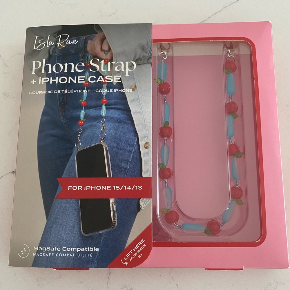 Phone Strap and Case for iPhone - Red and Blue